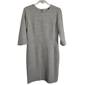 Jarbo Dress Large (3) Gray Sheath A-line 3/4 Sleeve Wool Blend Knee-length